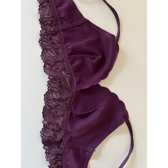Auden Intimates Scallop Edge Lace Trim Unlined Bralette Purple Size S - Picture 4 of 8